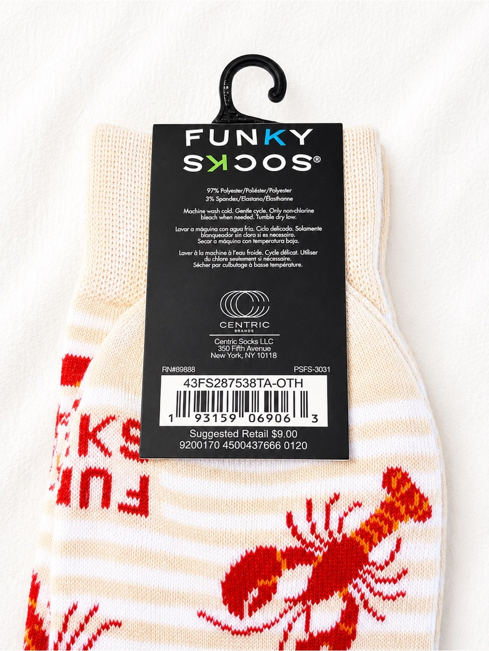 Funky Socks Lobster Print Crew Socks NWT Nautical Coastal Novelty - Picture 3 of 4